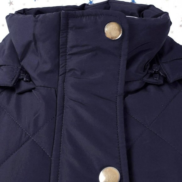 Navy Removable Hood Quilted Puffer Jacket - Picture 3 of 8
